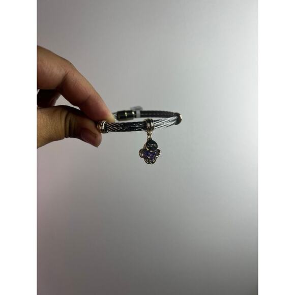 Beautiful Twisted Cable Magnetic Clasp Bangle Birthstone/June Bracelet - Picture 1 of 5